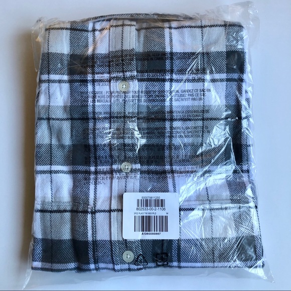 NEW GAP Plaid Shirt Long Sleeve Gray Medium Men’s - Picture 11 of 15
